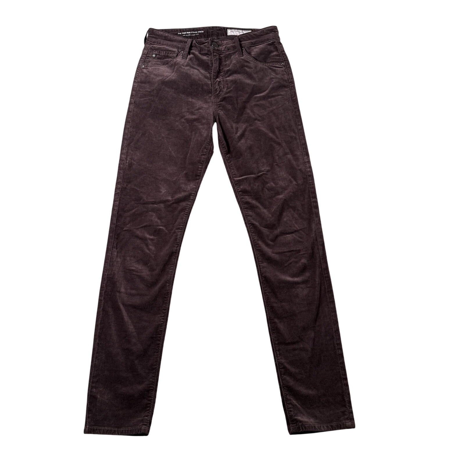 Anthropologie Ag Pants Womens 27 High Rise Stevie Ankle Brown Velour Boho Basic